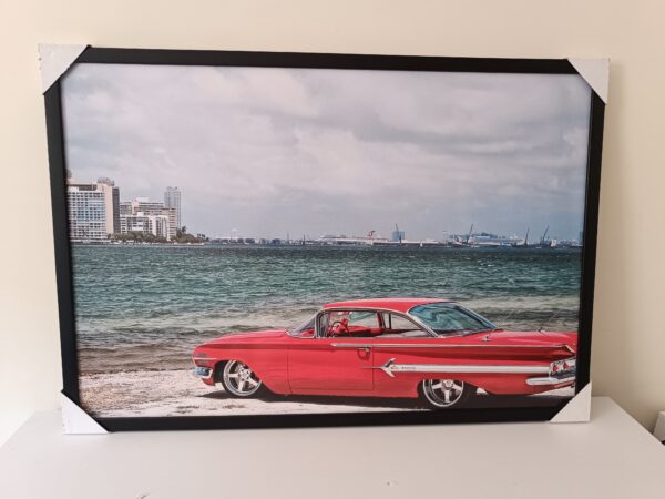 quadro carro clássico na praia